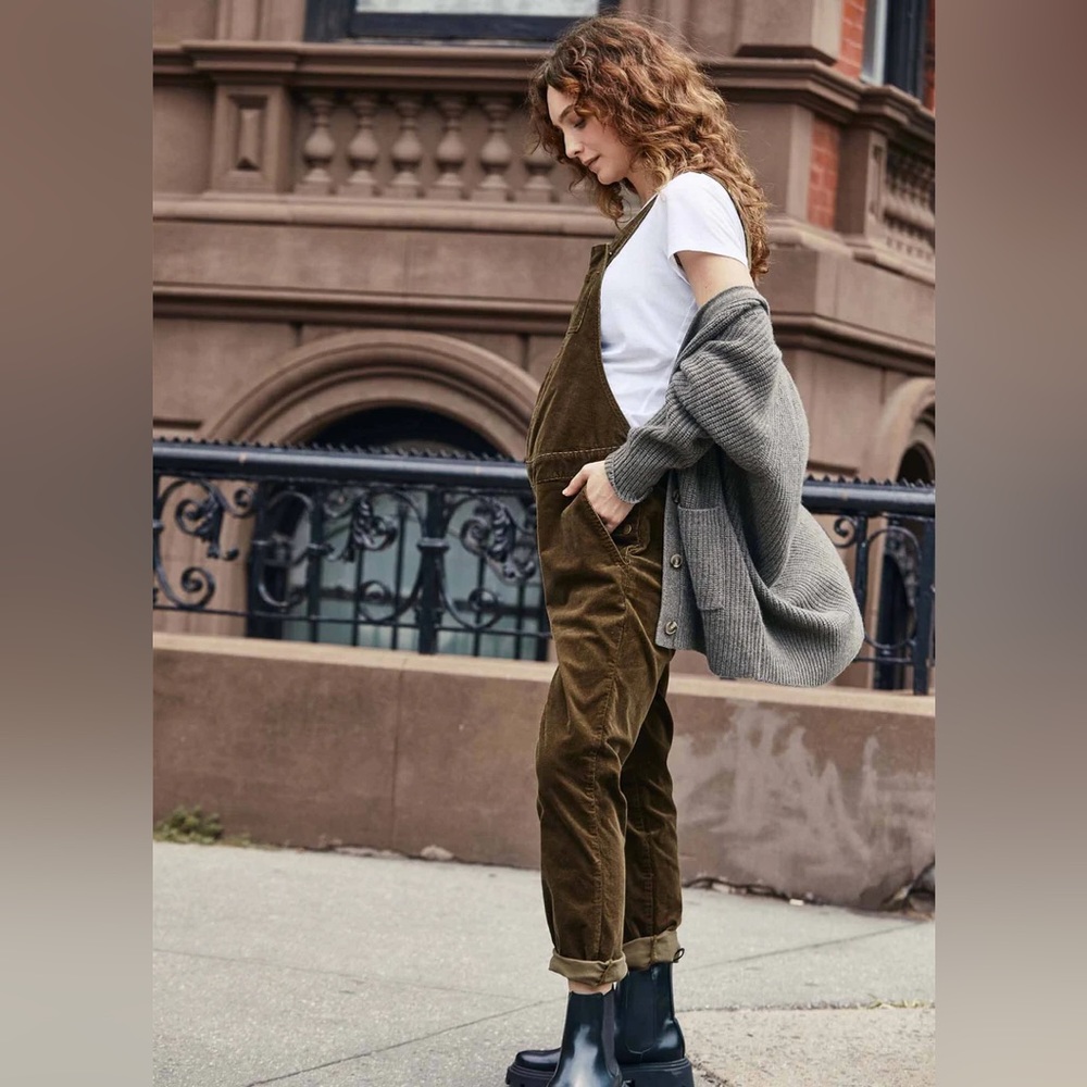 COPY - HATCH maternity overalls - Selma Cords - Brown